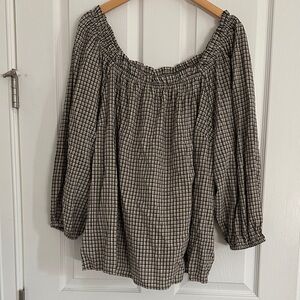 St. John's Bay Black and White Checkered Blouse NWT